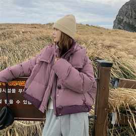 甜美香芋紫短款连帽羽绒服外套女冬季2025新款白鸭绒巨好看面包服