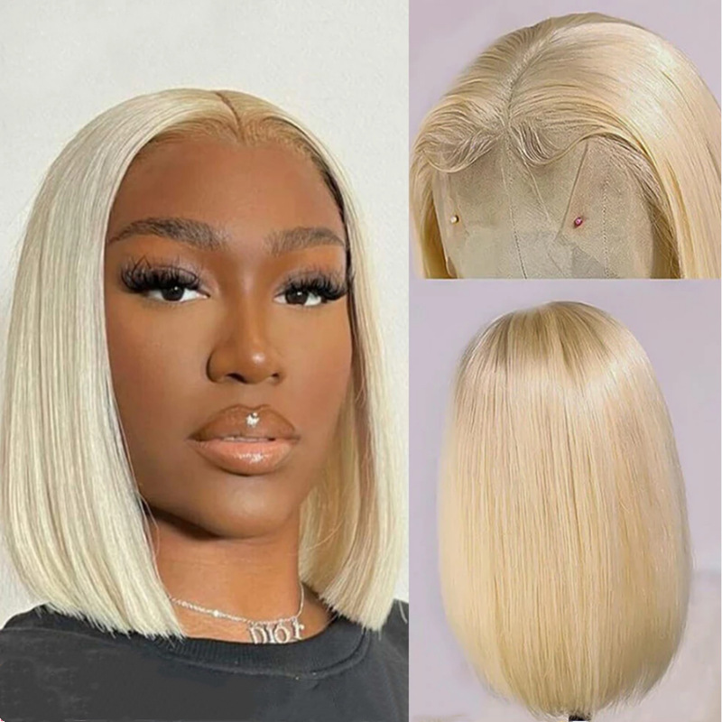 Moda transfronteriza corta pelo recto frente peluca de encaje fibra química cubierta de cabeza fábrica al por mayor image 3