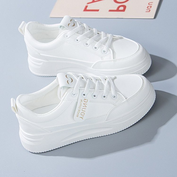 Korean Style Thick-Soled White Shoes for Girls 2026 Spring Round-Toe Lace-Up Sports Sneakers Low-Top Student Casual Shoes Wholesale Korean Style Thick-Soled White Shoes for Girls 2026 Spring Round-Toe Lace-Up Sports Sneakers Low-Top Student Casual Shoes Wholesale