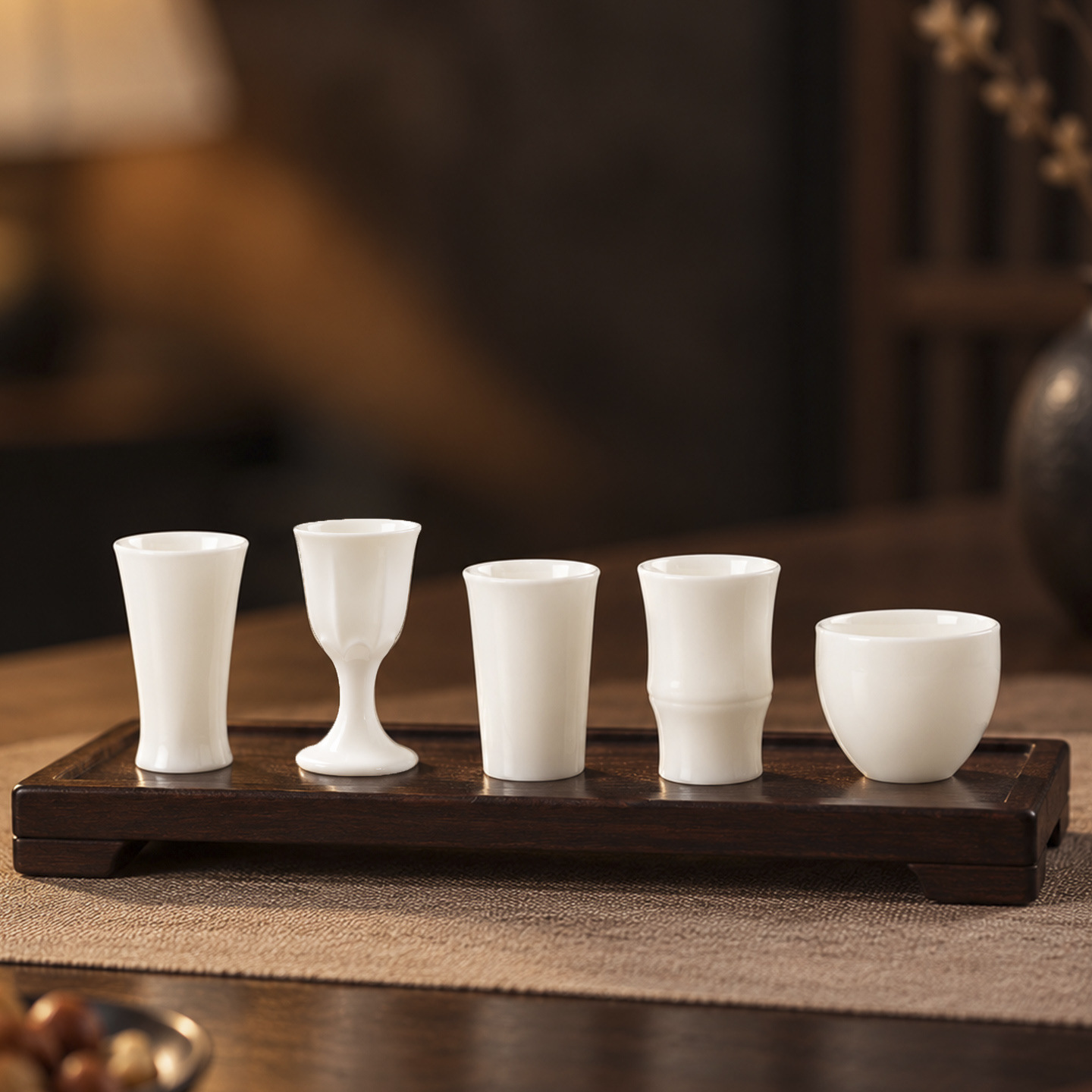 Lambskin jade wine cup, stemmed glass, single-serving glass, liquor glass, household ceramic wine glass, baijiu glass, small wine glass, sake glass