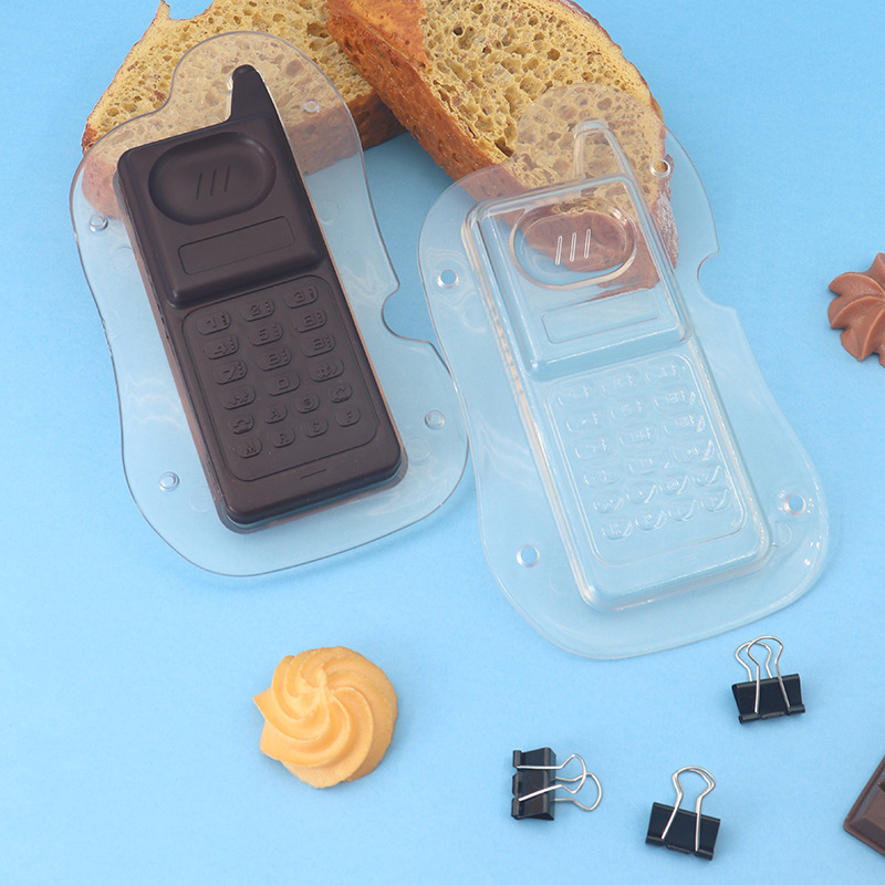 Molde de chocolate para simulación de teléfono móvil creativo en 3D, transparente, para fondant, en stock.