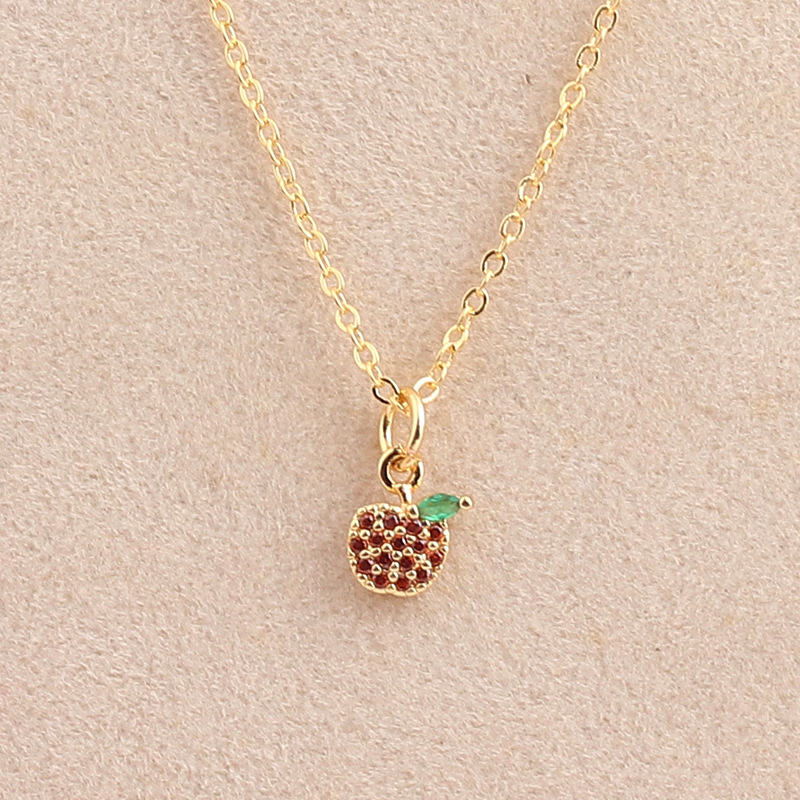 Cute Animal Fruit Copper Necklace Inlay Zircon Copper Necklaces