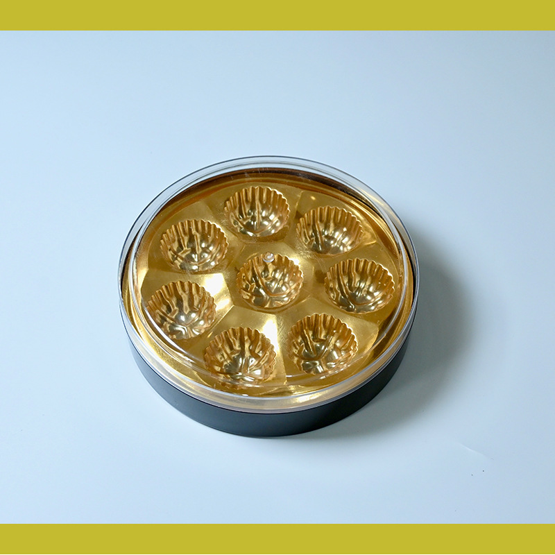 Caja de plástico redonda de 8 gránulos Jinsha bola de chocolate dulces de boda caja de regalo caja de embalaje de plástico acompañante caja de regalo