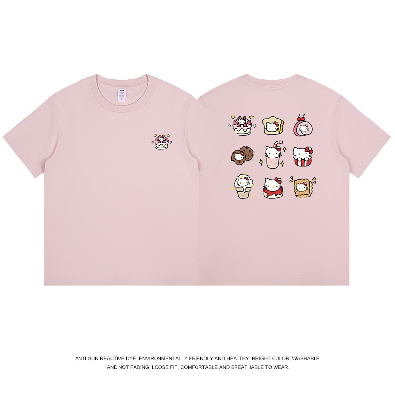 和風九格子猫プリント半袖 Tシャツメンズ純綿夏トップス通勤かわいいレディース Tシャツトレンディなニッチ卸売|undefined