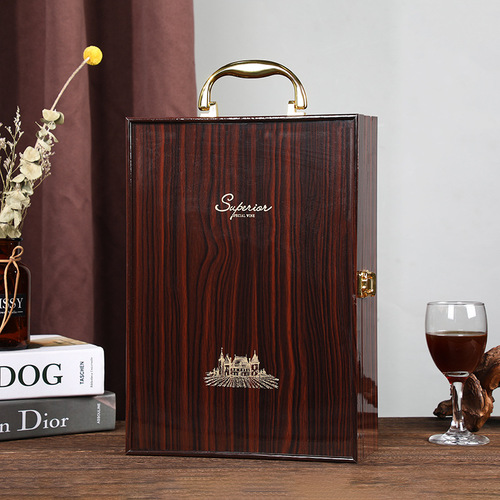 Factory direct supply piano lacquer red wine box imitates red wood two pieces wine gift box red wine wooden box can add logo 