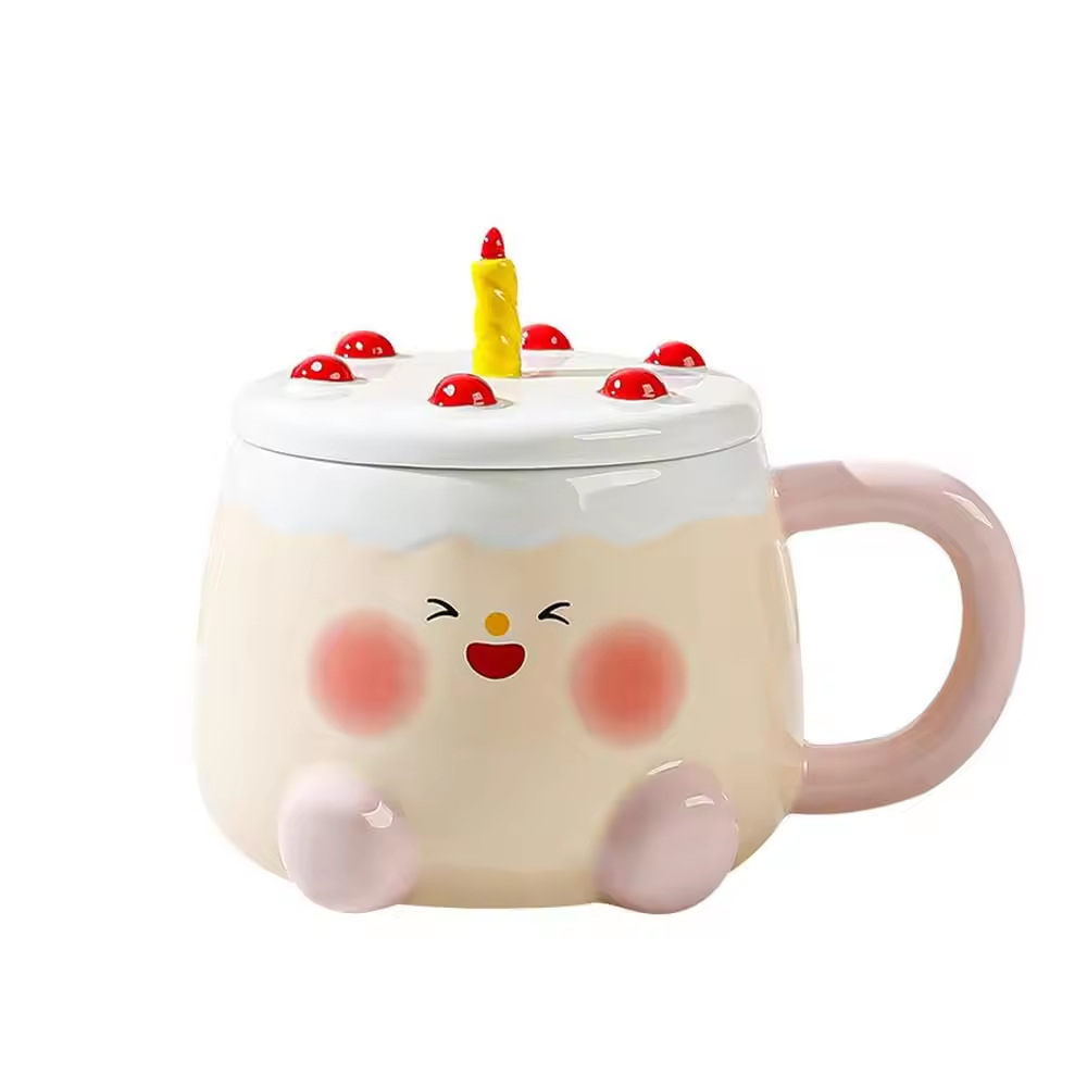 Taza de pastel creativa con tapa de cerámica de cera creativa