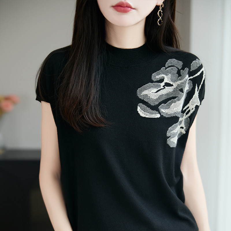 早秋半高领时尚提花针织打底衫女2025新款春秋洋气大码女装上衣批|undefined