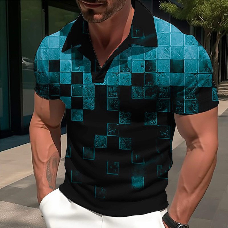 Herren Polohemd Mit Geometrischem Muster Für Golf Und Freizeit_voghion.com