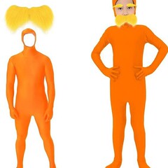 亚马逊万圣节化妆服饰道具橙色连体衣服加鹅黄胡子派对表演亲子服