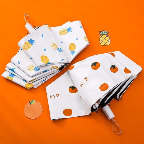 Creative umbrella, folding sun umbrella, UV-protective bimodal (sunny/rainy) umbrella, chic and fresh-style Korean umbrella with printed logo