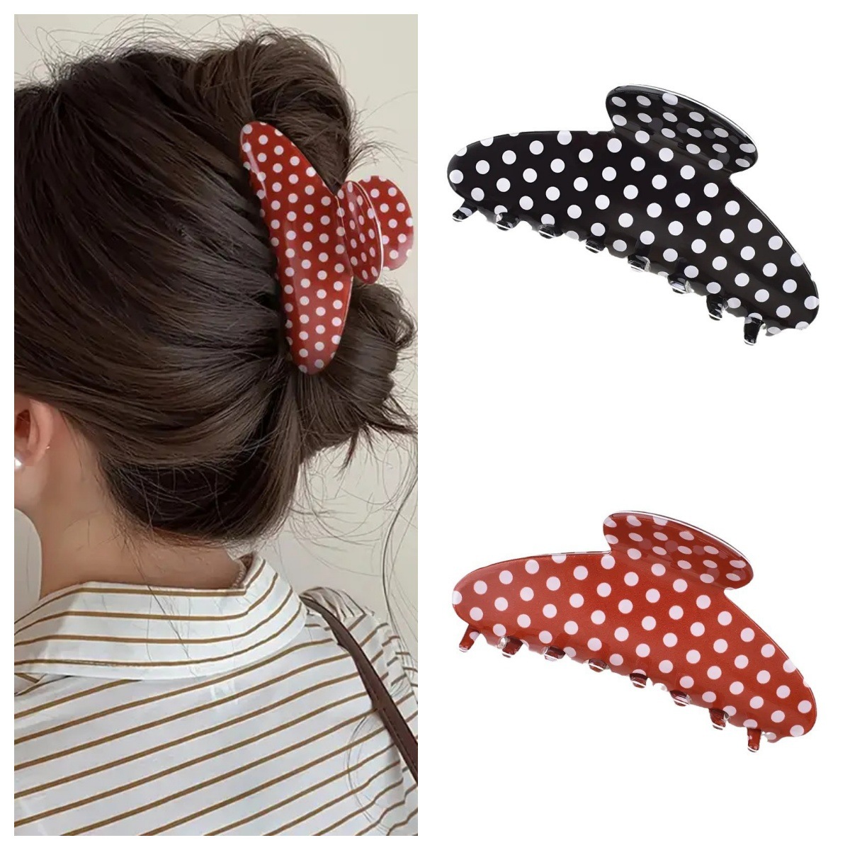 1 Piece Quantity Sweet Women's Semicircle Polka Dots Horse PVC Hair Clip Hair Claws