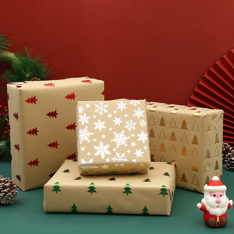 Papel de regalo de Navidad nuevo transfronterizo al por mayor caja de regalo dorada engrosada papel de regalo de Navidad