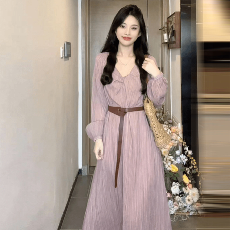 法式温柔风气质长袖连衣裙子女春季2025新款高级感超好看秋冬长裙|undefined