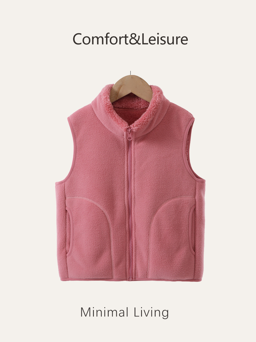 Niños chaleco de terciopelo engrosado otoño invierno uniformes calientes artefactos de niños padres niñas hombros de abrigos sin mangas calientes