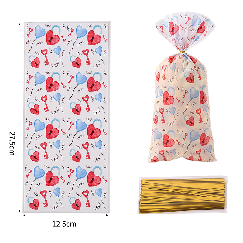 Día de San Valentín creativo OPP bolsa de regalo caramelo snack bolsa de embalaje amor patrón algodón caramelo snack bolsa de embalaje