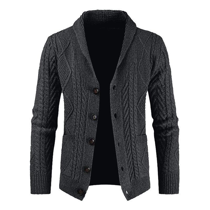 Cross-Border Hot-Selling Export Model Knitwear Men's Casual Long-Sleeved Shawl Collar Button Cardigan Knitwear