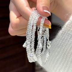 幸柿|天然爆闪双A刻面白水晶纯银葫芦手链高级感女生S925纯银扣