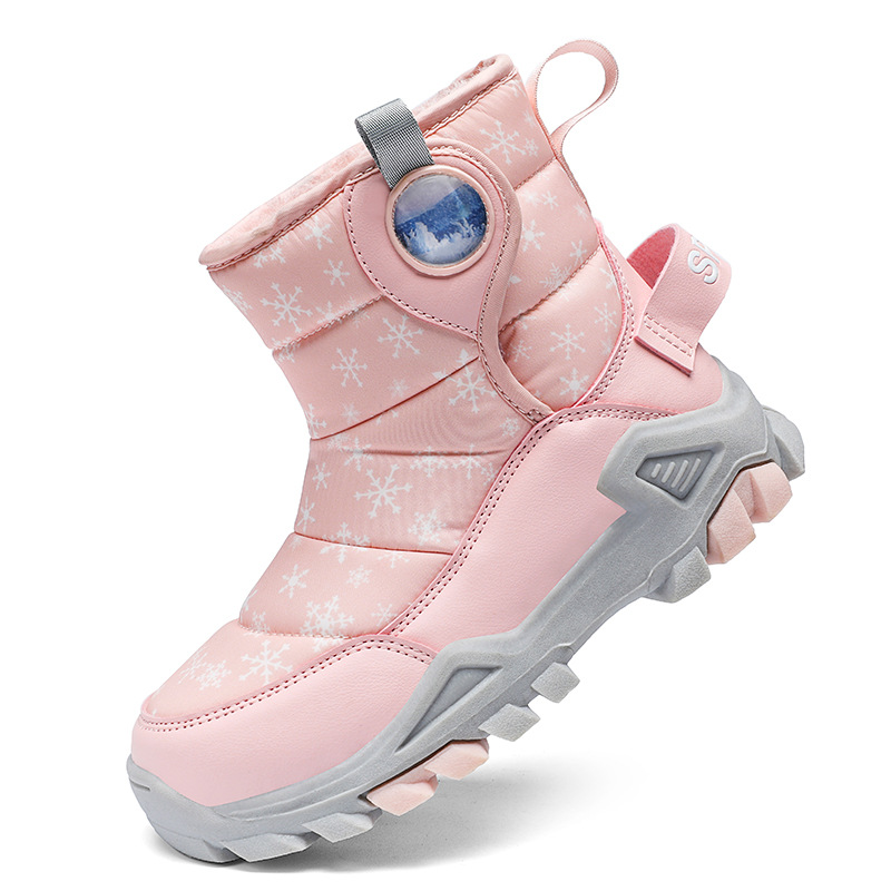 Zapatos infantiles para niñas botas de nieve para niños más vello y grueso impermeable para niños grandes botas de nieve antideslizantes comercio exterior al por mayor