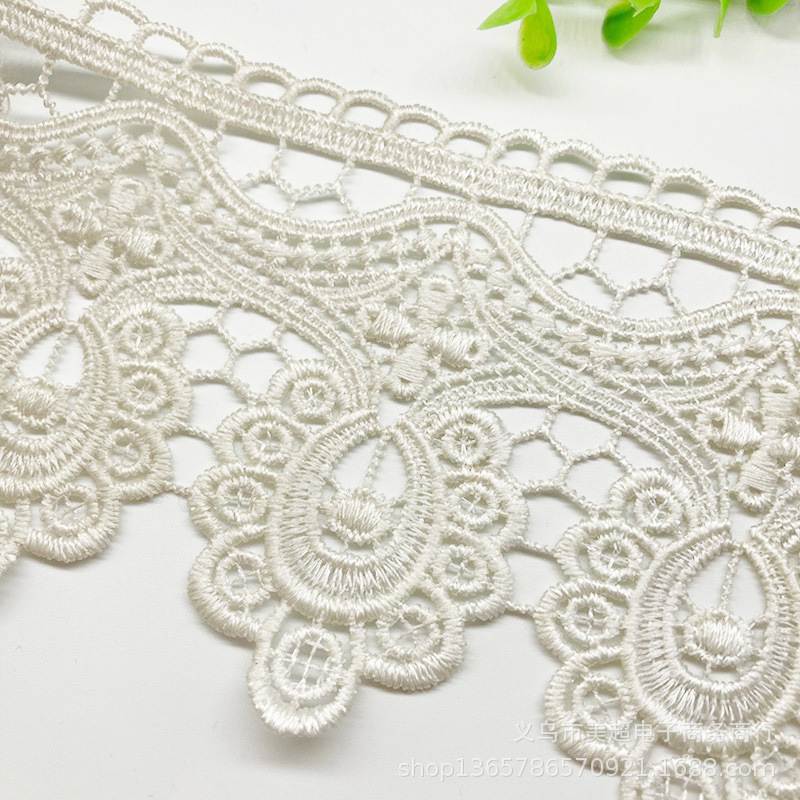 10cm涤光水溶白色刺绣镂空蕾丝花边花边窗帘服饰沙发垫家纺辅料