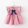 Summer dress, cute summer clothing, girl's skirt with bow, A-line, with embroidery, with short sleeve