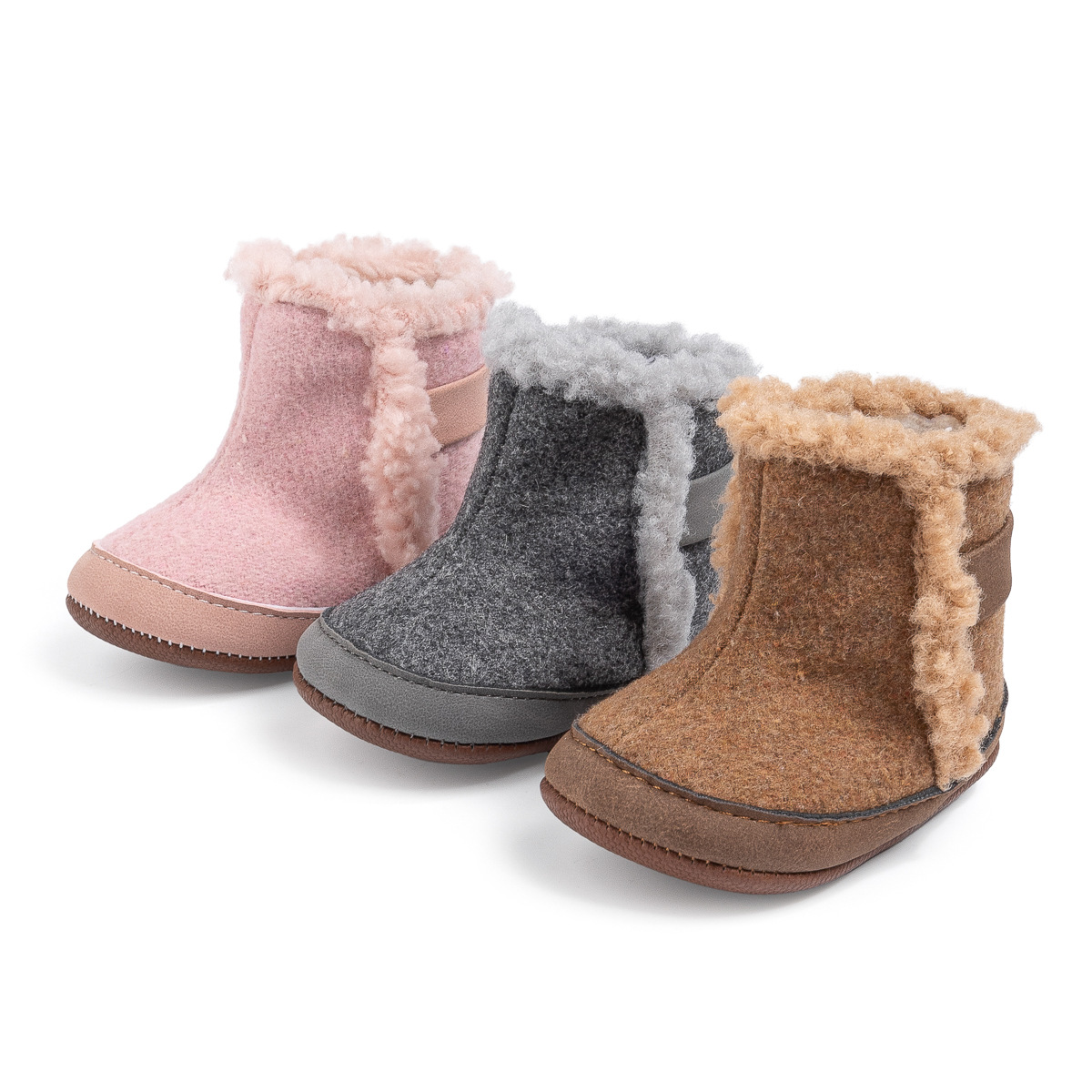 亚马逊冬季宝宝雪地靴加绒保暖防滑婴儿学步鞋百搭潮流baby shoes