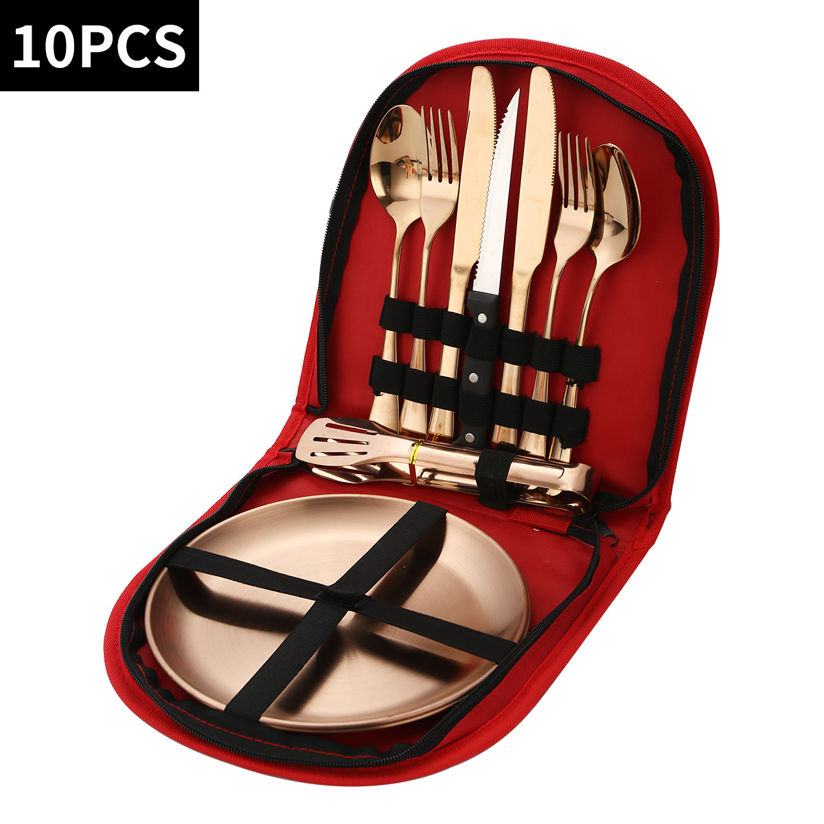 라운드 레드백 10종 세트 [로즈골드 식기]