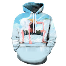 欧美春秋新款男女海贼王动漫卡通系列3d印花连帽长袖卫衣情侣款式