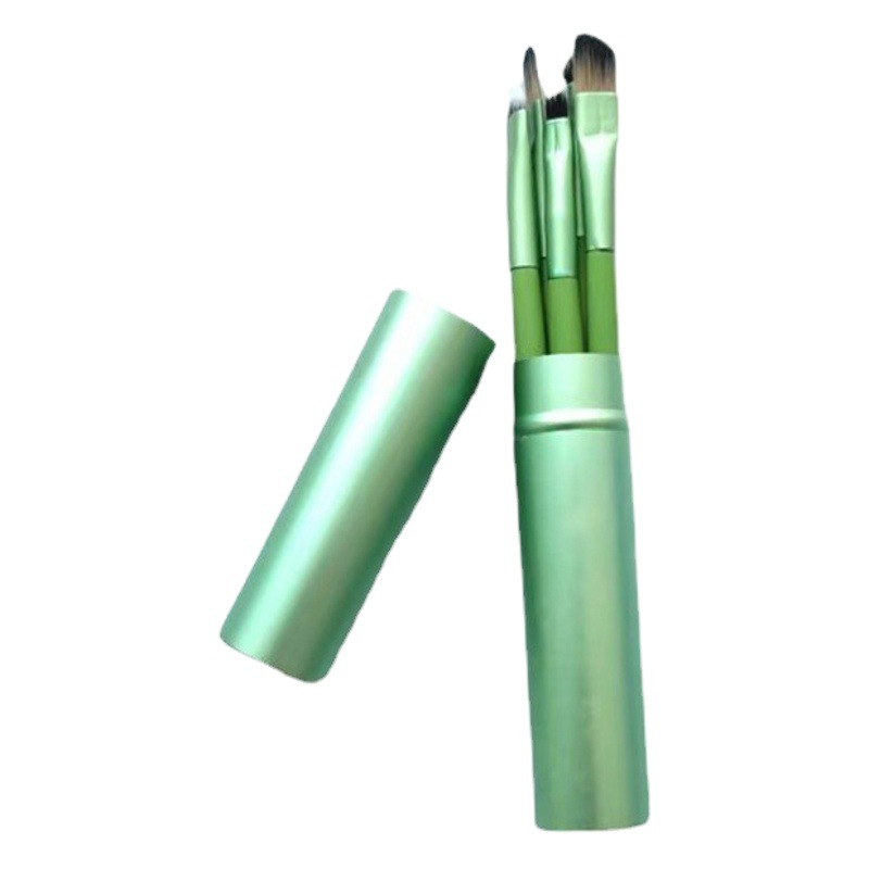 Práctico juego de 5 brochas para ojos con estuche de aluminio, juego completo de brochas de maquillaje, brochas para sombra de ojos al por mayor del fabricante.
