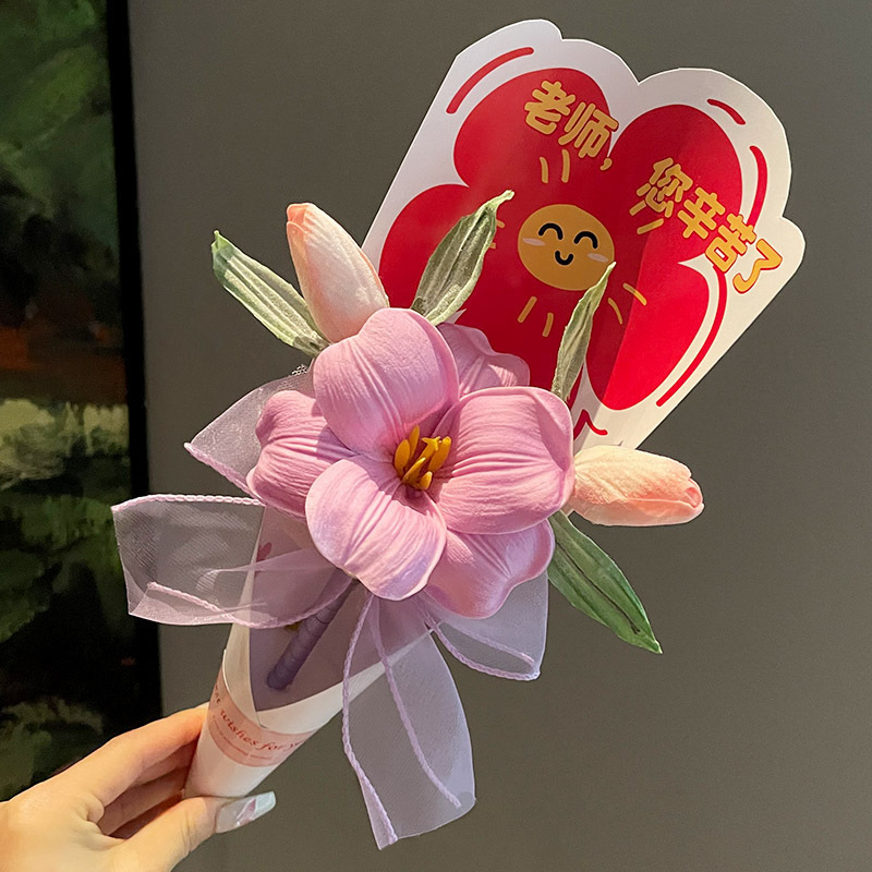 教師の日手作り DIY ギフト幼稚園女性教師のためのチューリップブーケ実用的なフラワーペン新学期ギフトペン|undefined