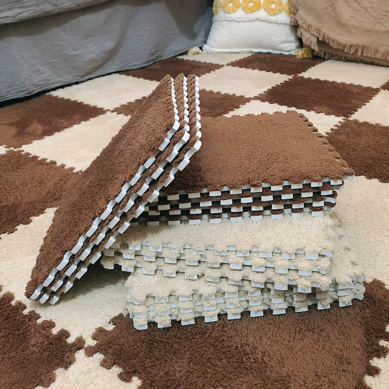 Fleece Carpet Mat, 30×30 cm, Thick Plush Interlocking Tile, Multiple Colors