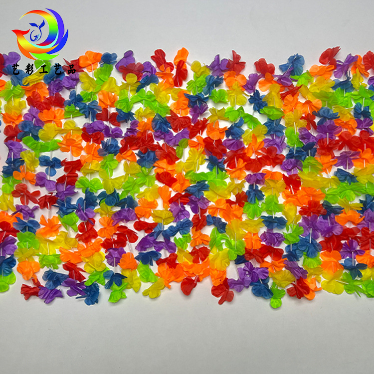 Guirnaldas hawaianas poliéster, 24 pares 6cm/100cm coloridas