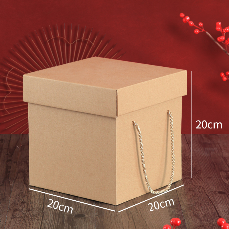 Caja de embalaje de papel corrugado kraft cuadrado caja de regalo de té caja de embalaje exterior caja de regalo kraft portátil caja vacía