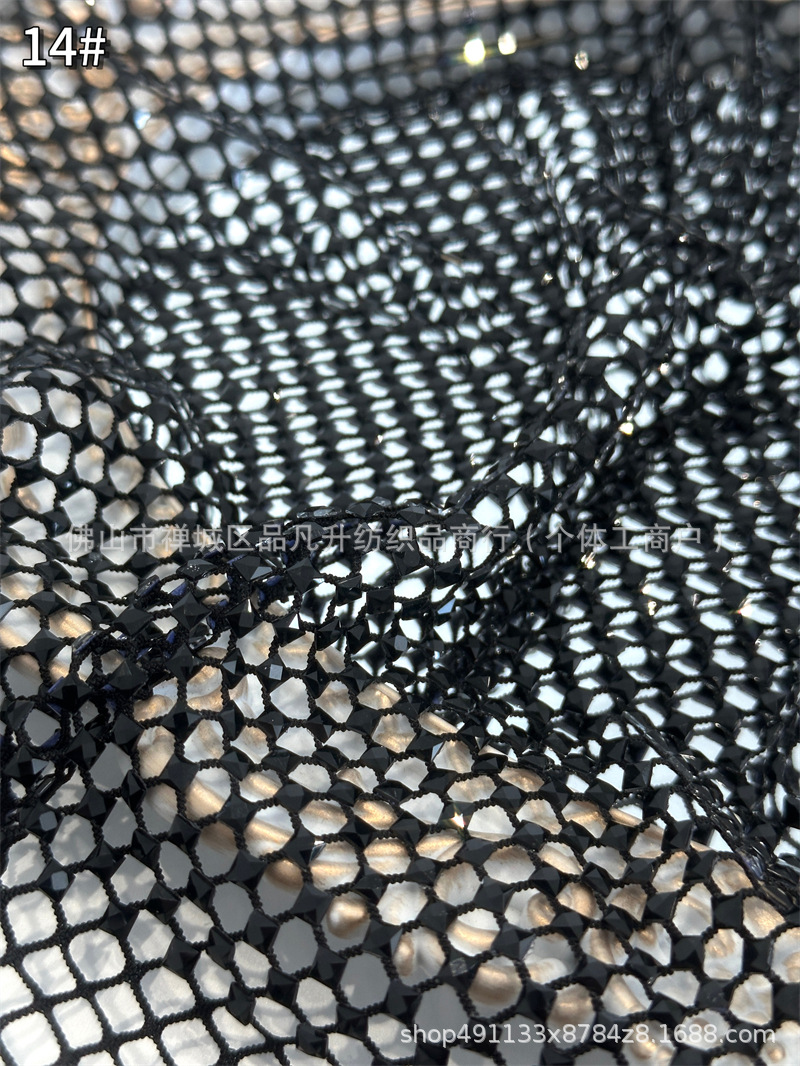 Fabricantes de venta al por mayor tortuga de vidrio caliente taladro tela de malla elástica cena de fiesta espectáculo de escenario tela de vestido