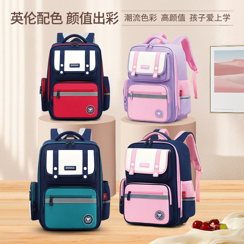 Nuevo estudiante de escuela primaria estilo británico mochila para niños protección de columna y cintura para hombres y mujeres mochila de reducción de carga costura impermeable al por mayor