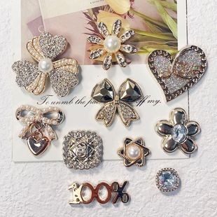 New Full Diamond Pearl Bow Love Chanel Accessories DIY Hair Clip Mobile Phone Case Hole Shoes Material