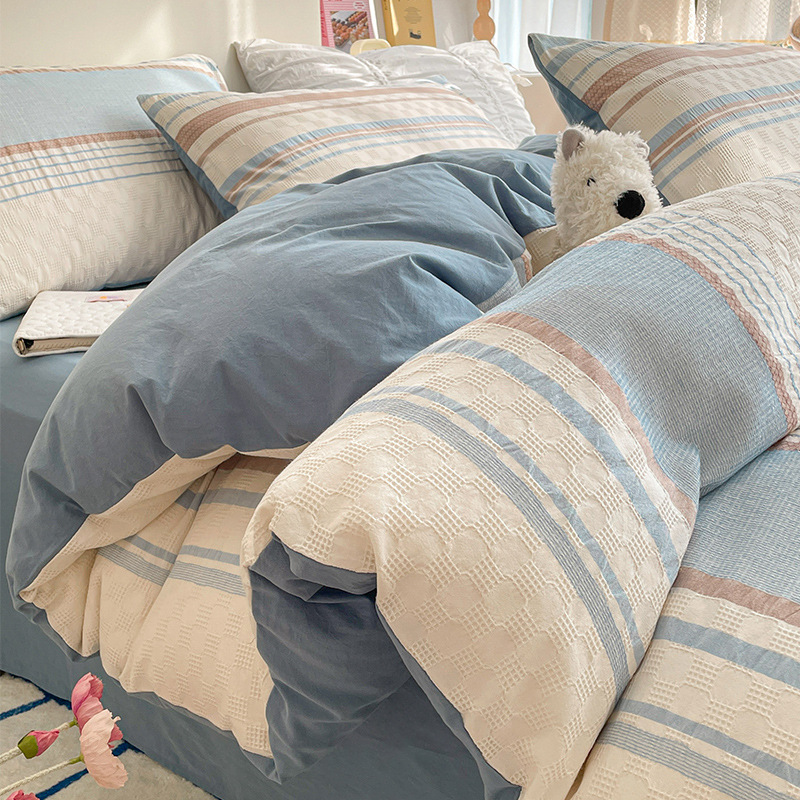Cama de algodón nórdico de cuatro piezas, cuatro estaciones de algodón puro general 2025, nueva colcha de cama, cama de alta gama