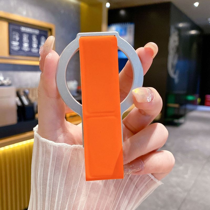 レザーリストバンドアルミニウム合金デスクトップ携帯電話ホルダー折りたたみ磁気サポートスタンド Apple Huawei Xiaomi Android テーブルに適しています|undefined