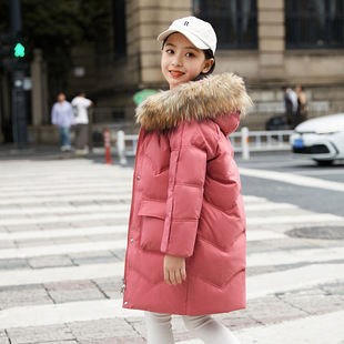 Children's down jacket girls' mid-length 2023 new Korean style girls' white duck down baby fashionable thickened coat