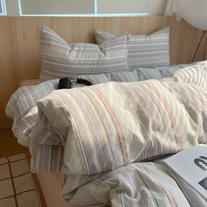 Cama de lavado de algodón de clase A, cuatro piezas de sábanas de algodón de lavado, colchón de cama, dormitorio de estudiantes, tres piezas de cuatro temporadas