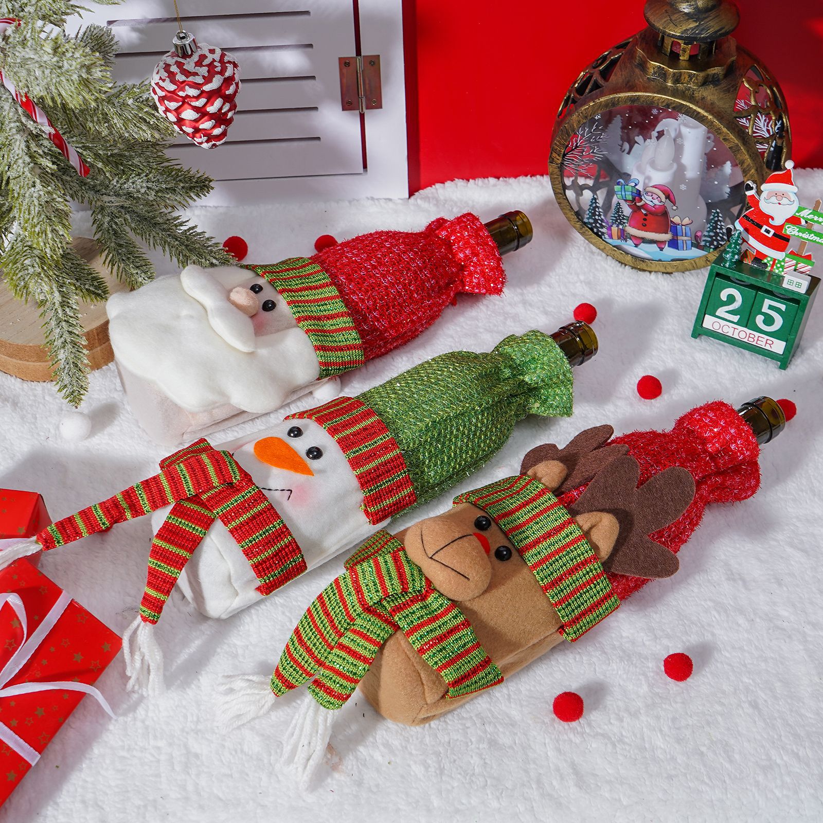 Transfronteriza nueva bolsa de regalo de Navidad bolsa de regalo Santa Claus Champagne botella de vino cubierta decoración de la barra