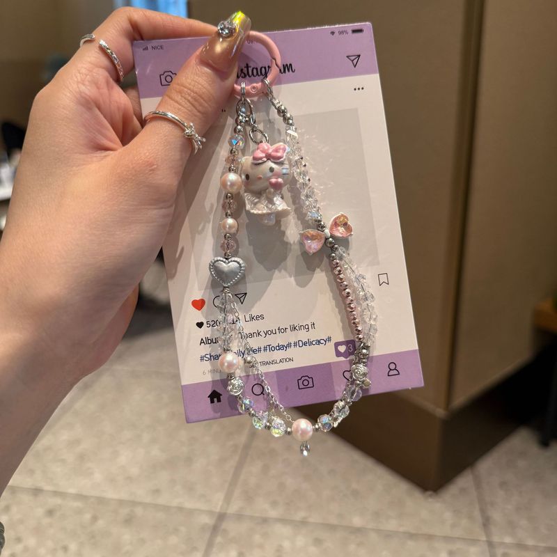 芭蕾风镶钻蝴蝶结天使kt猫手机壳挂绳ccd相机咕本卡册装饰品卡通|undefined