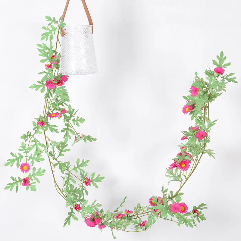 Enredaderas de flores artificiales, pequeñas enredaderas de margaritas, decoración de tuberías de techo, flores artificiales de girasol, flores de seda al por mayor