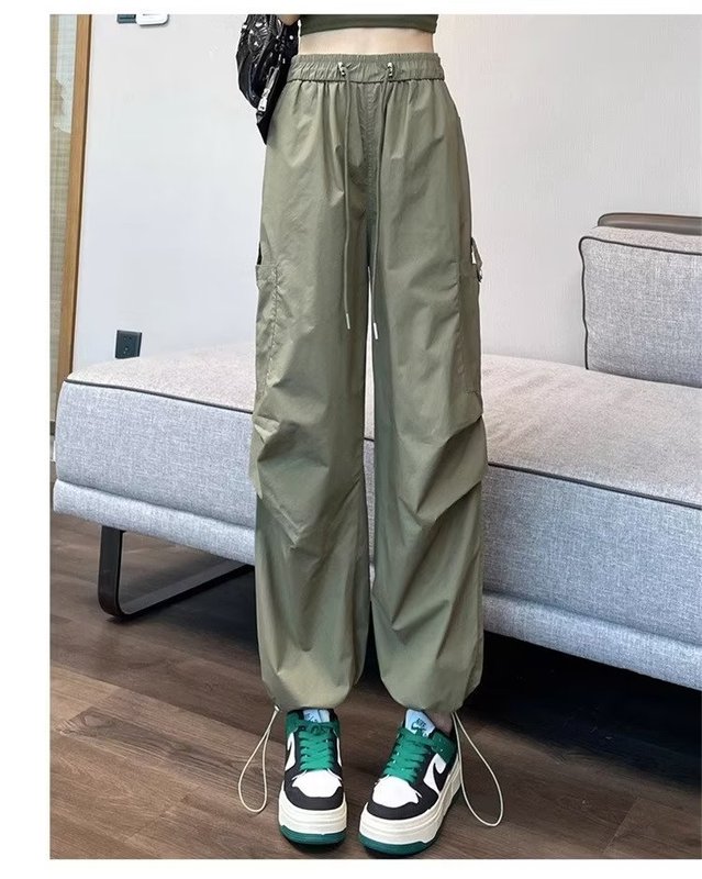 純色の工装のズボンの女性のタイプの2025新型の春の夏のレジャーの登山は街のクールな颯風のジャズのダンスのズボンを揚げます。|undefined