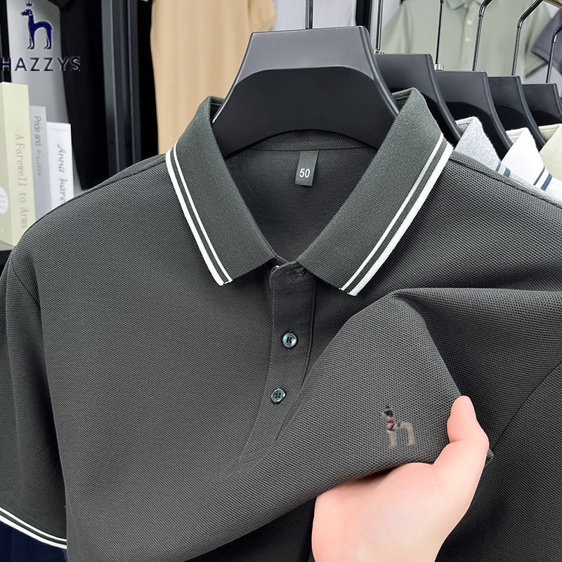 Hazzysハギスpoloシャツメンズ夏新作カジュアルスリムtシャツシンプルおしゃれメンズ上着|undefined