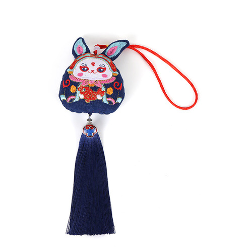 Rabbit Year Good Luck Mascot Cute Cartoon Scented Sachet Blessing Gift Pendant Embroidery Chinese Style Peking Opera Scented Sachet