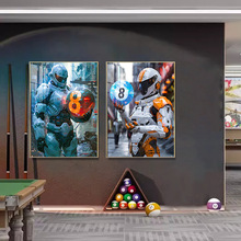 台球厅墙面装饰画网红桌球室俱乐部背景墙画台球动漫发光装饰挂画