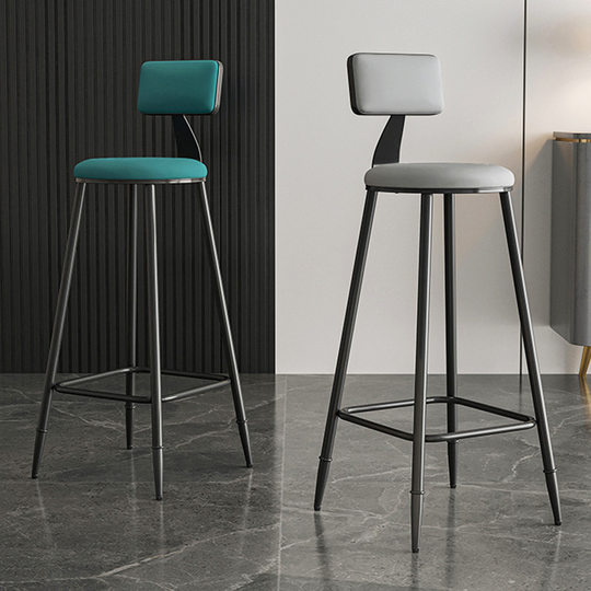Wrought Iron Bar Chair Modern Simple Home Backrest Bar Stool Bar Chair High Stool Nordic Milk Tea Shop Front Desk Chair