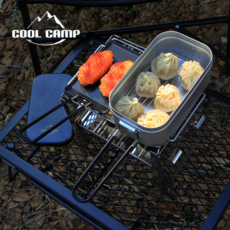 COOLCAMP outdoor portable aluminum alloy lunch box Japanese-style aluminum lunch box old-fashioned lunch box cooking pot steamer baking tray