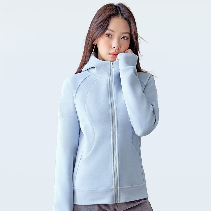摇粒绒卫衣外套女春秋款2025秋季新款收腰加绒加厚修身抓绒衣|undefined