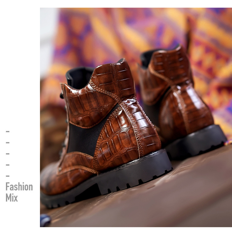 Scarpe da uomo retrò da uomo di grandi dimensioni Scarpe in pelle Stivali da uomo alla moda di media altezza_voghion.com